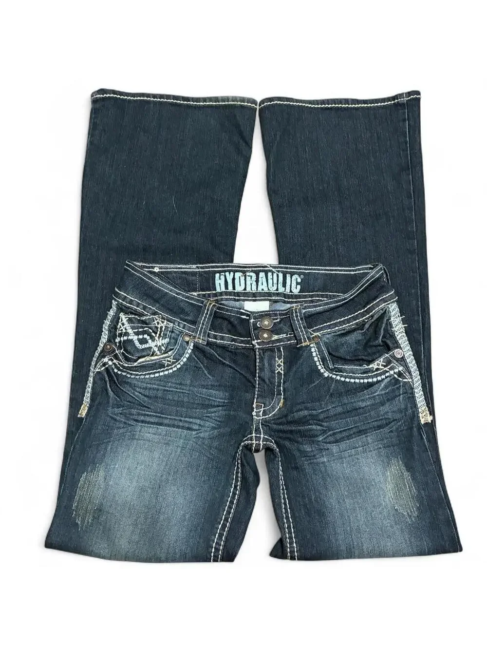 Hydraulic Y2K Double Button Bootcut Jeans Dark Wash Low Rise Size 3/4